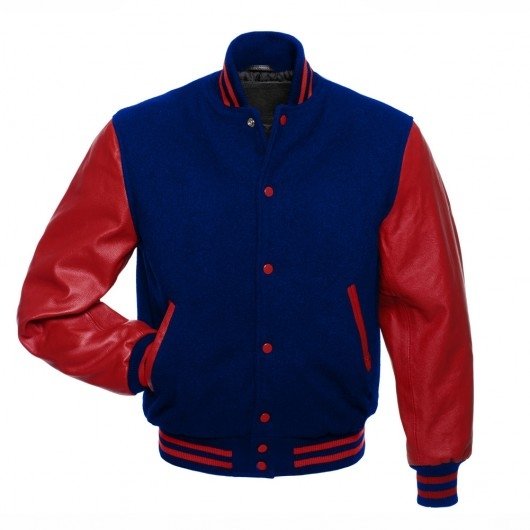 Royal Blue Letterman Jacket with Red Leather Sleeves - Graduation ...