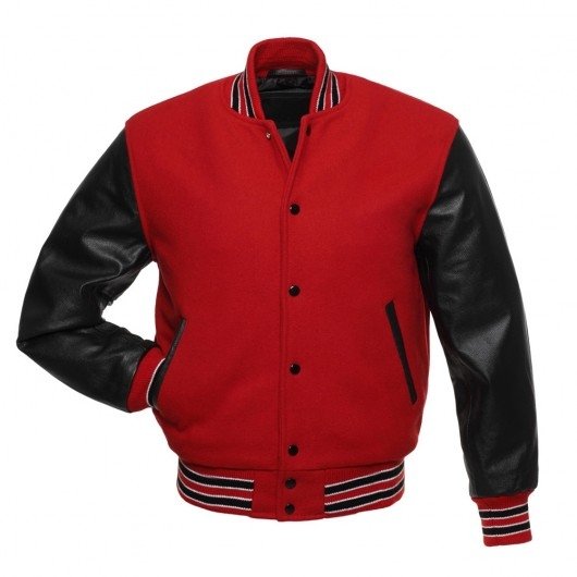 High School Red and White College Varsity Jacket for Women